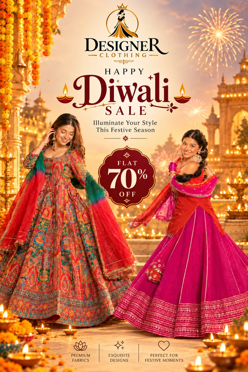 Happy Diwali Sale — up to 70% off ethnic wear by Designer Clothing